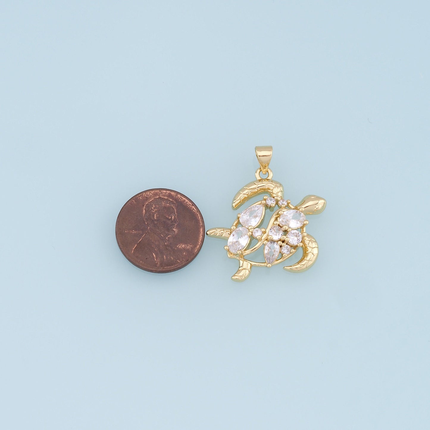 Gold Turtle Charms,18K Gold Filled Turtle Pendant,CZ Turtle Charm Bracelet Necklace for DIY Jewelry Making Supply