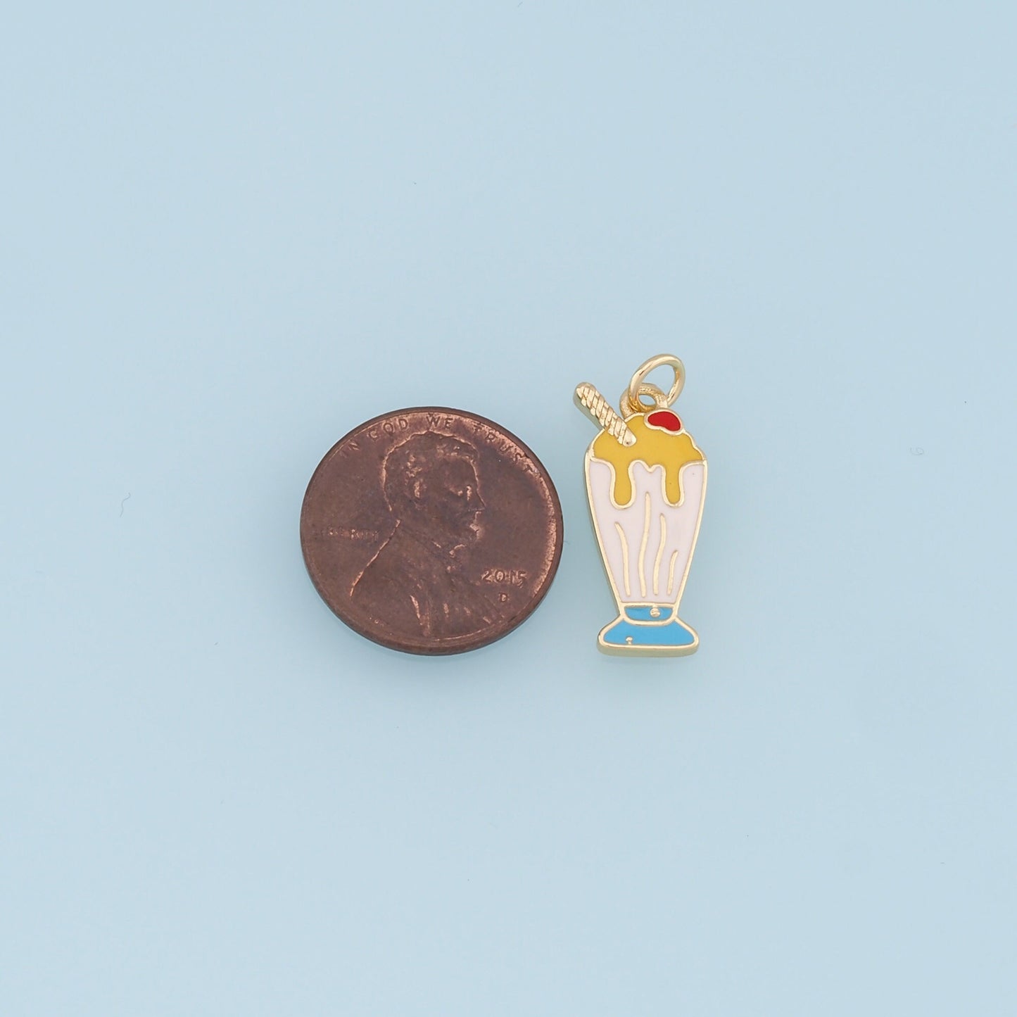 Ice Cream Charms,18K Gold Filled Enamel Ice Cream Pendant,Cute Ice Cream Cup Charm Bracelet Necklace for DIY Jewelry Making Supply