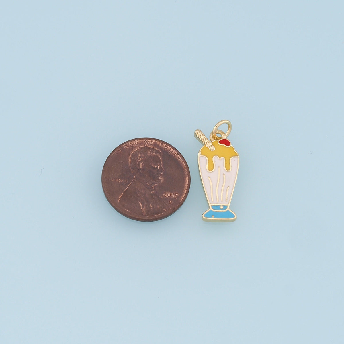 18K Gold Filled Hand Enamel Charm Pendant for Jewelry Making