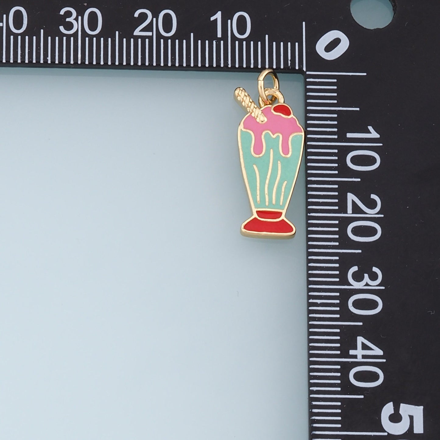 Ice Cream Charms,18K Gold Filled Enamel Ice Cream Pendant,Cute Ice Cream Cup Charm Bracelet Necklace for DIY Jewelry Making Supply