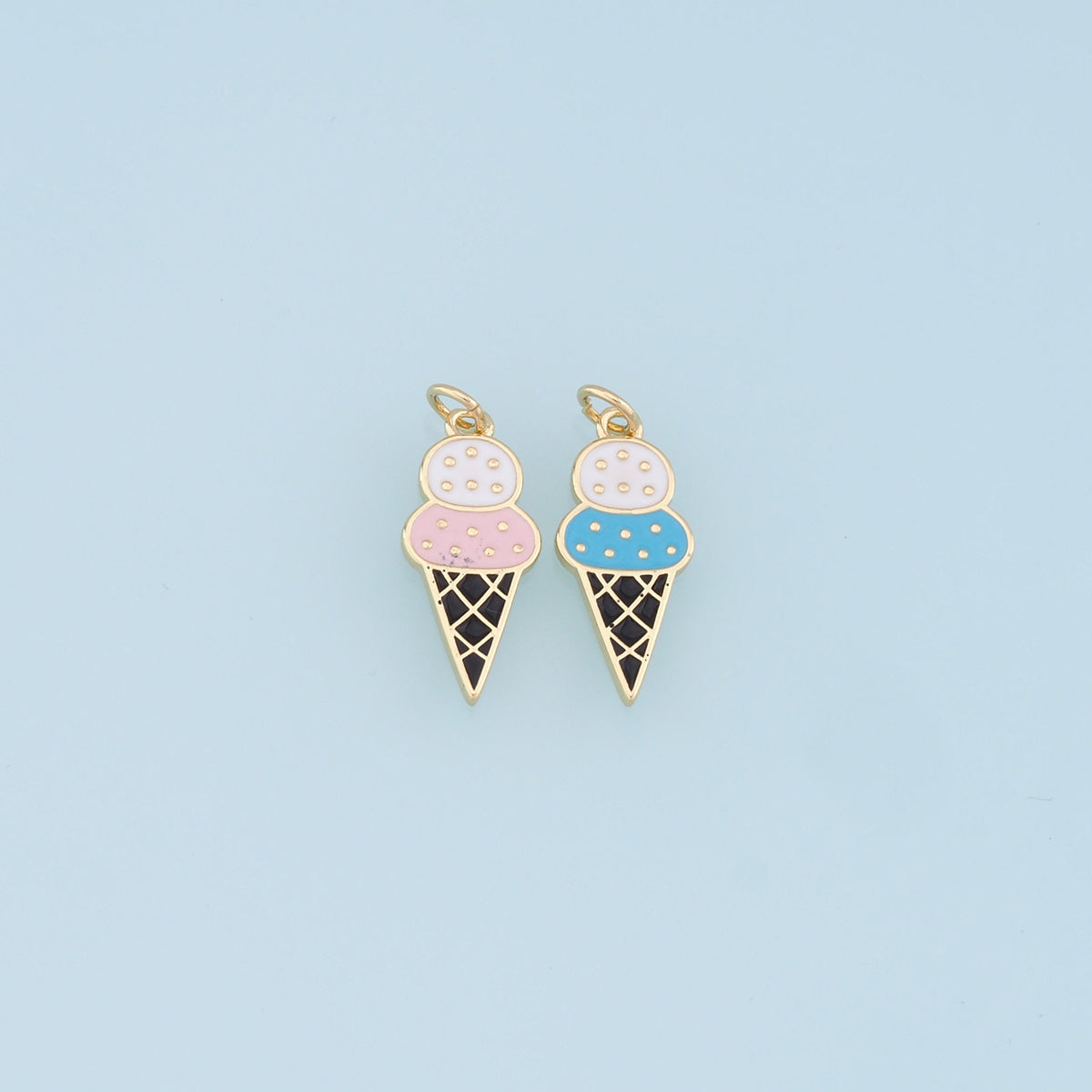 Ice Cream Charms,18K Gold Filled Enamel Ice Cream Pendant,Cute Ice Cream Charm Bracelet Necklace for DIY Jewelry Making Suppl