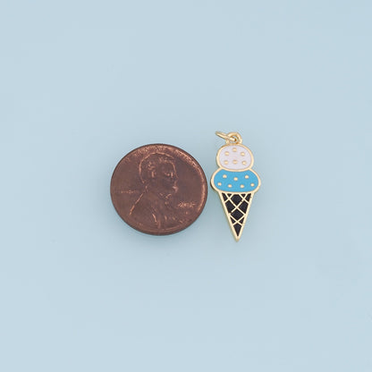 Ice Cream Charms,18K Gold Filled Enamel Ice Cream Pendant,Cute Ice Cream Charm Bracelet Necklace for DIY Jewelry Making Suppl