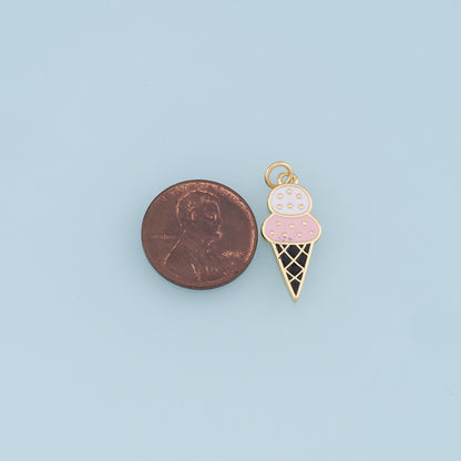 Ice Cream Charms,18K Gold Filled Enamel Ice Cream Pendant,Cute Ice Cream Charm Bracelet Necklace for DIY Jewelry Making Suppl
