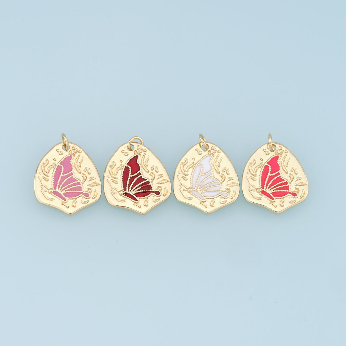 Gold Butterfly Charms,18K Gold Filled Butterfly Pendant,Enamel Butterfly Charm Bracelet Necklace for DIY Jewelry Making Suppl