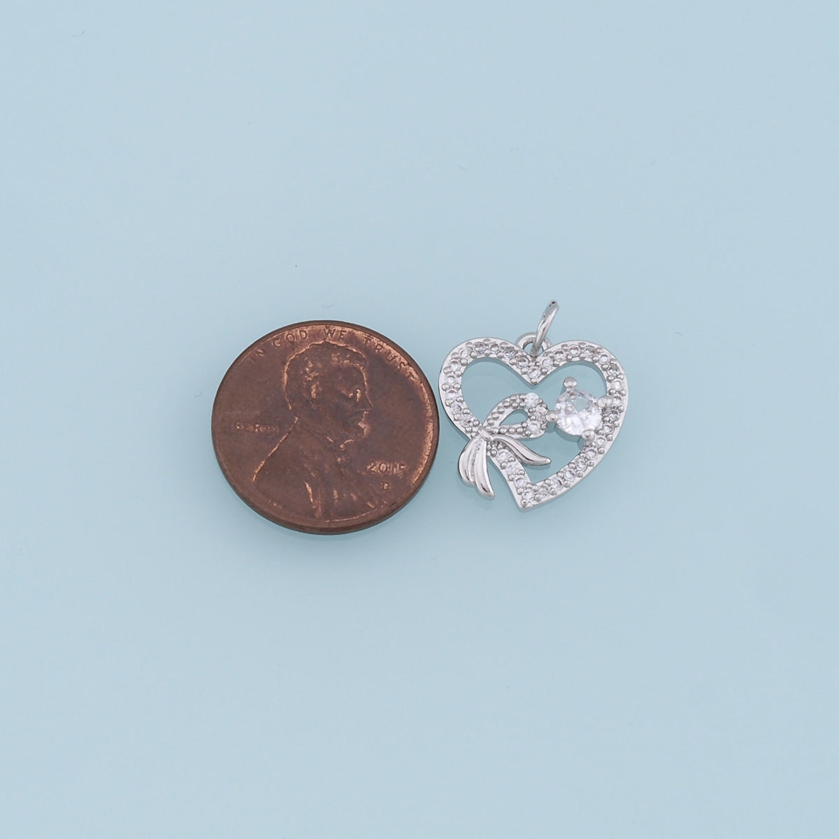 18K Gold Filled Heart CZ Charm Pendant for Jewelry Making