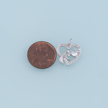 18K Gold Filled Heart CZ Charm Pendant for Jewelry Making
