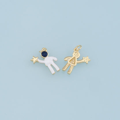 18K Gold Filled Star Enamel Charm Pendant for Jewelry Making