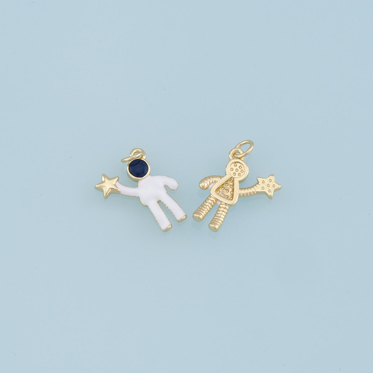 Gold Astronaut Star Charms,18K Gold Filled Astronaut Pendant,Enamel Astronaut Charm Bracelet Necklace for DIY Jewelry Making 