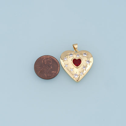 Gold Star Heart Charms,18K Gold Filled Heart Pendant,CZ Micro Pave Heart Charm Bracelet Necklace for DIY Jewelry Making Supply