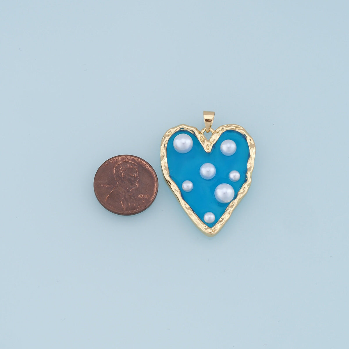 Gold Heart Pearl Charms,18K Gold Filled Clear Enamel Heart Pendant,Color Heart Charm Bracelet Necklace for DIY Jewelry Making