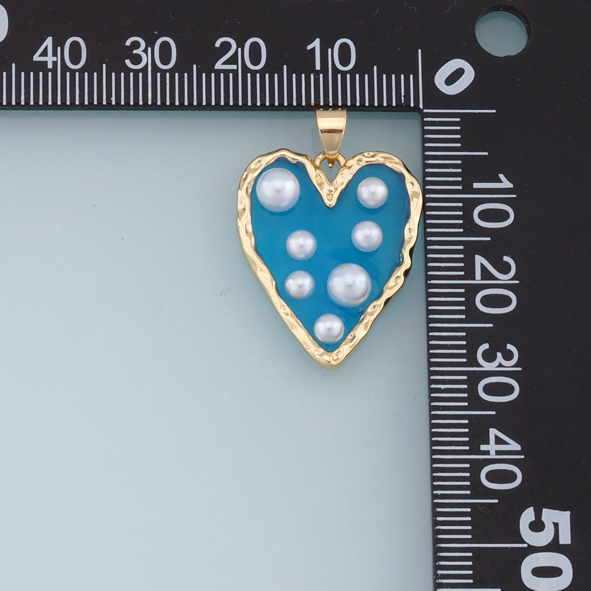 18K Gold Filled Heart Enamel Pearl Charm Pendant for Jewelry Making