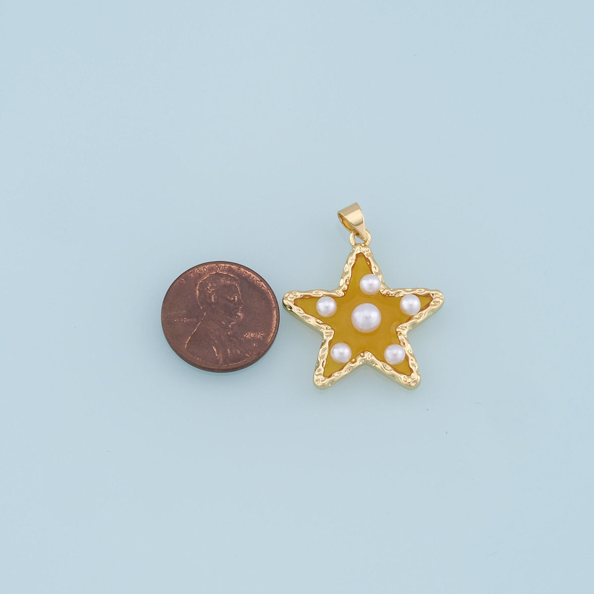 Gold Pearl Star Charms,18K Gold Filled Clear Enamel Star Pendant,Color Star Charm Bracelet Necklace for DIY Jewelry Making Su