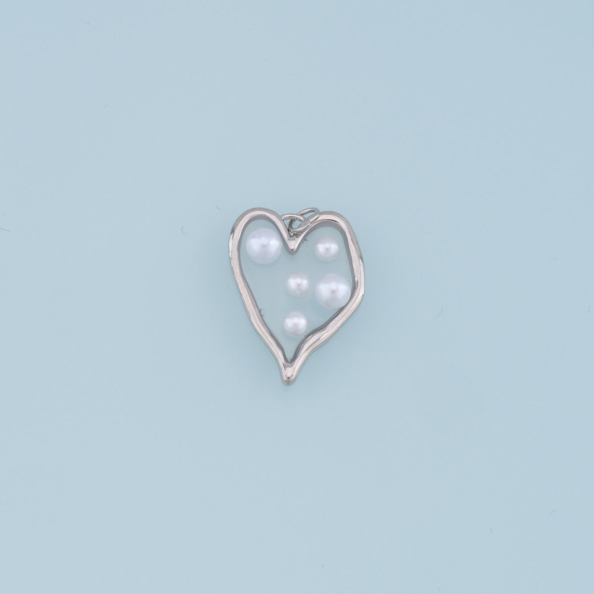 18K Gold Filled Heart Enamel Pearl Charm Pendant for Jewelry Making