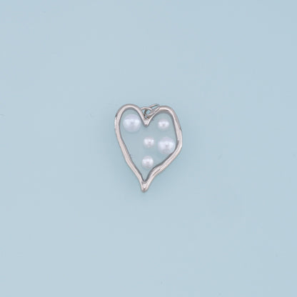 18K Gold Filled Heart Enamel Pearl Charm Pendant for Jewelry Making