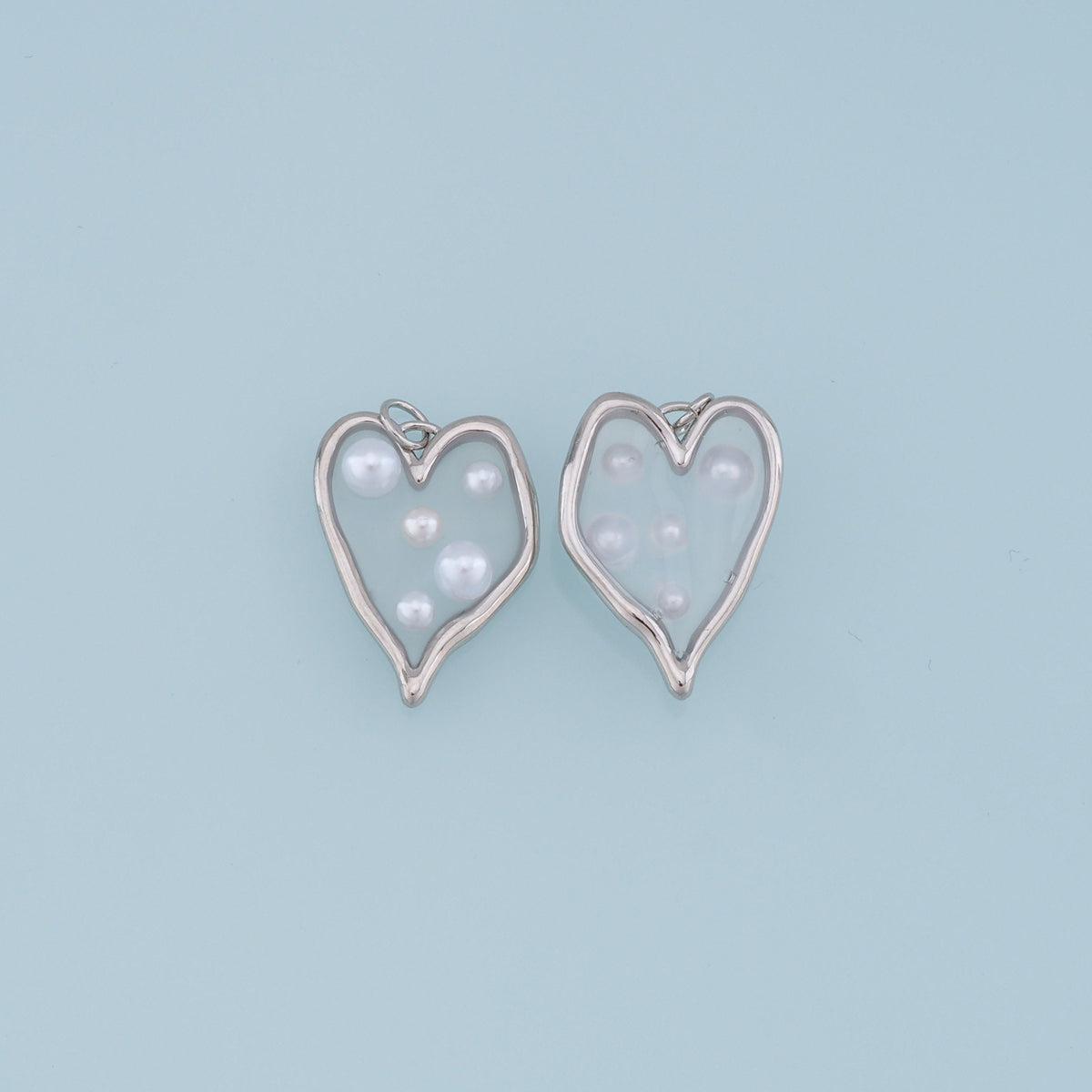 18K Gold Filled Heart Enamel Pearl Charm Pendant for Jewelry Making