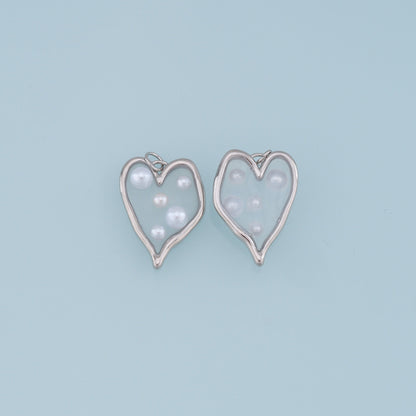 18K Gold Filled Heart Enamel Pearl Charm Pendant for Jewelry Making