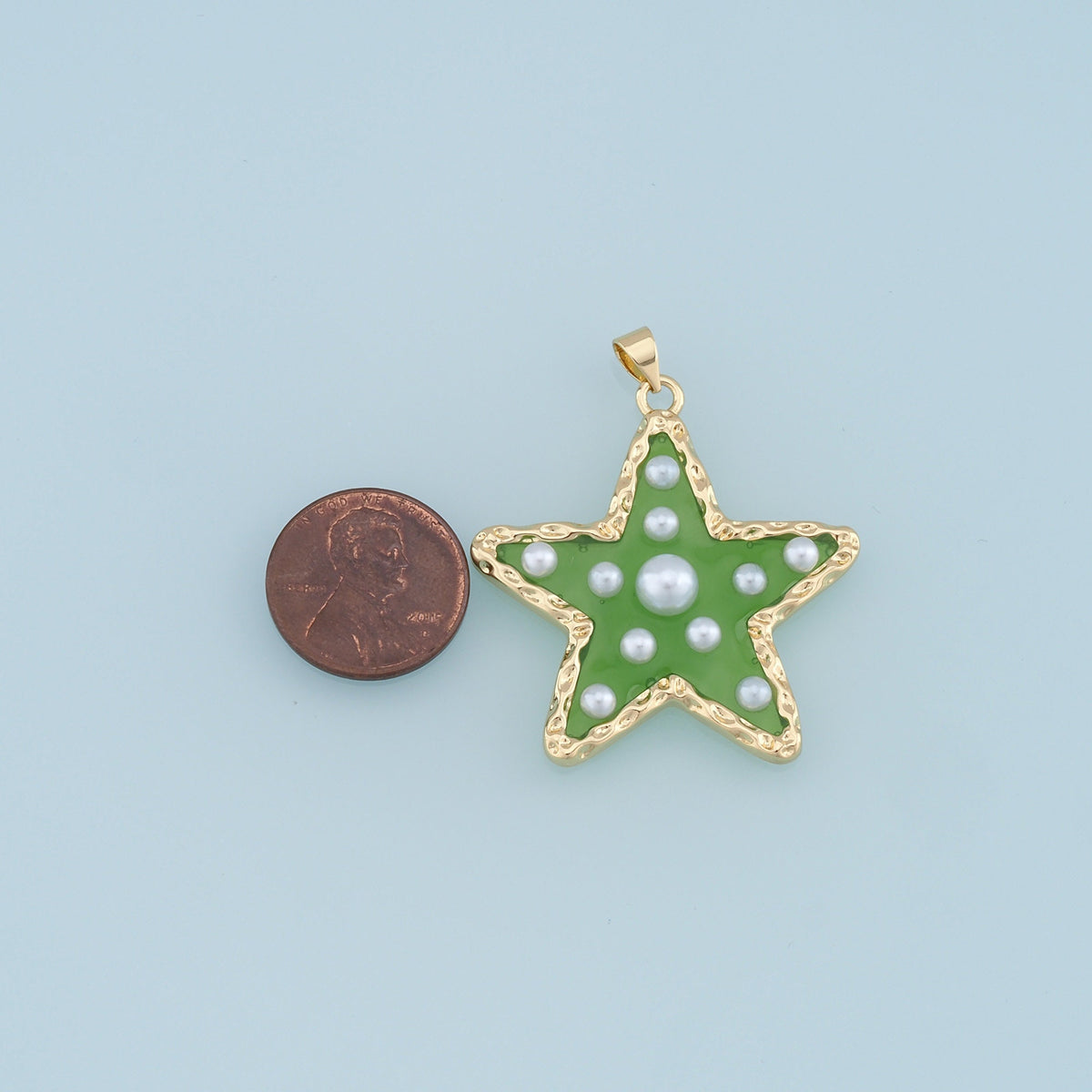 18K Gold Filled Star Enamel Pearl Charm Pendant for Jewelry Making
