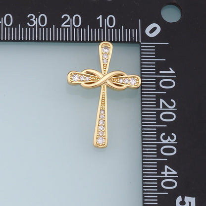 Gold Cross Charms,18K Gold Filled Cross Pendant,Cross Charm Bracelet Necklace for DIY Jewelry Making Supply