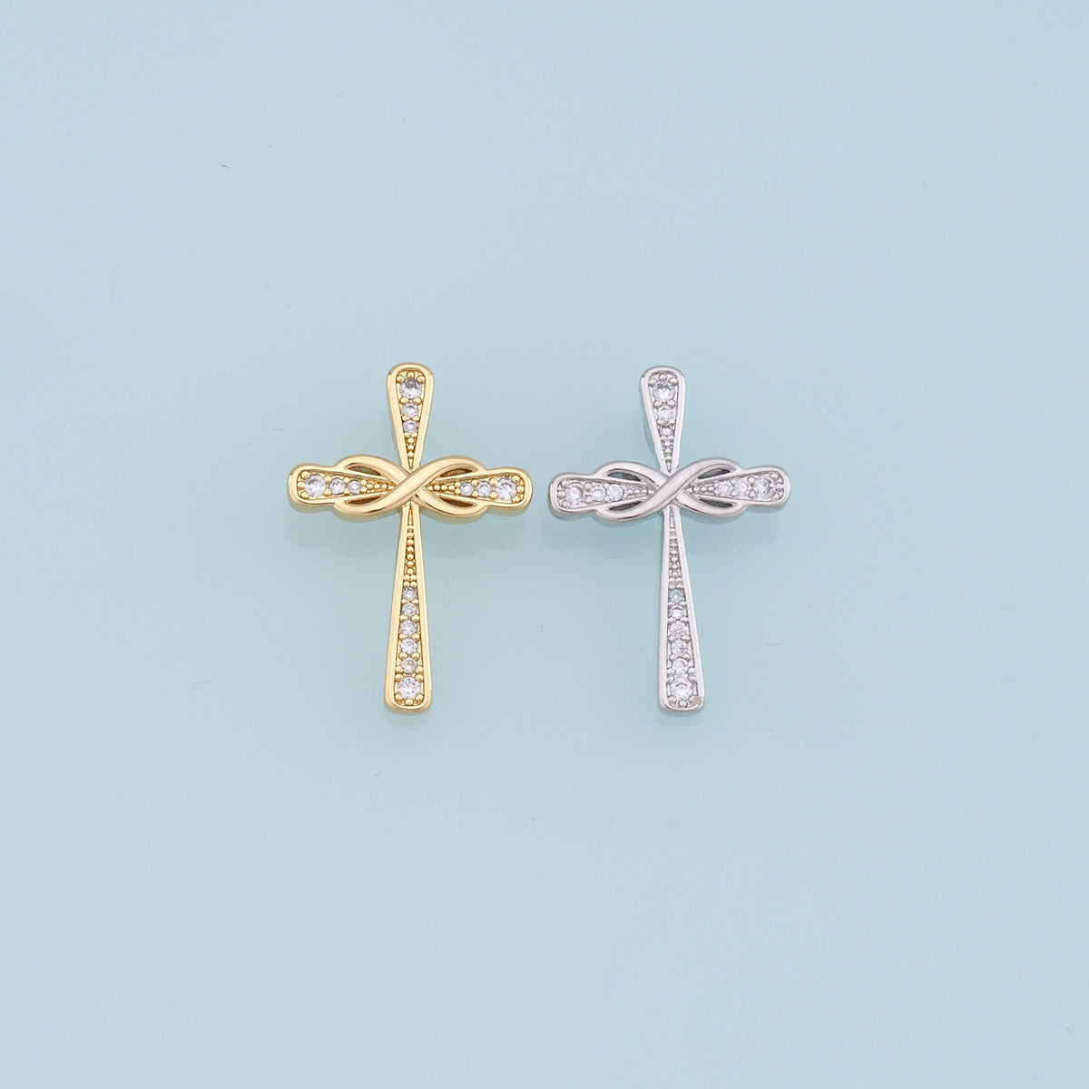 Gold Cross Charms,18K Gold Filled Cross Pendant,Cross Charm Bracelet Necklace for DIY Jewelry Making Supply