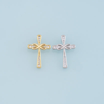 Gold Cross Charms,18K Gold Filled Cross Pendant,Cross Charm Bracelet Necklace for DIY Jewelry Making Supply
