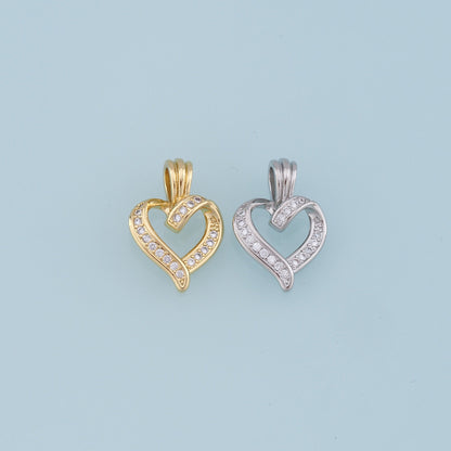 Gold Heart Charms,18K Gold Filled Heart Pendant,CZ Micro Pave Heart Charm Bracelet Necklace for DIY Jewelry Making Supply