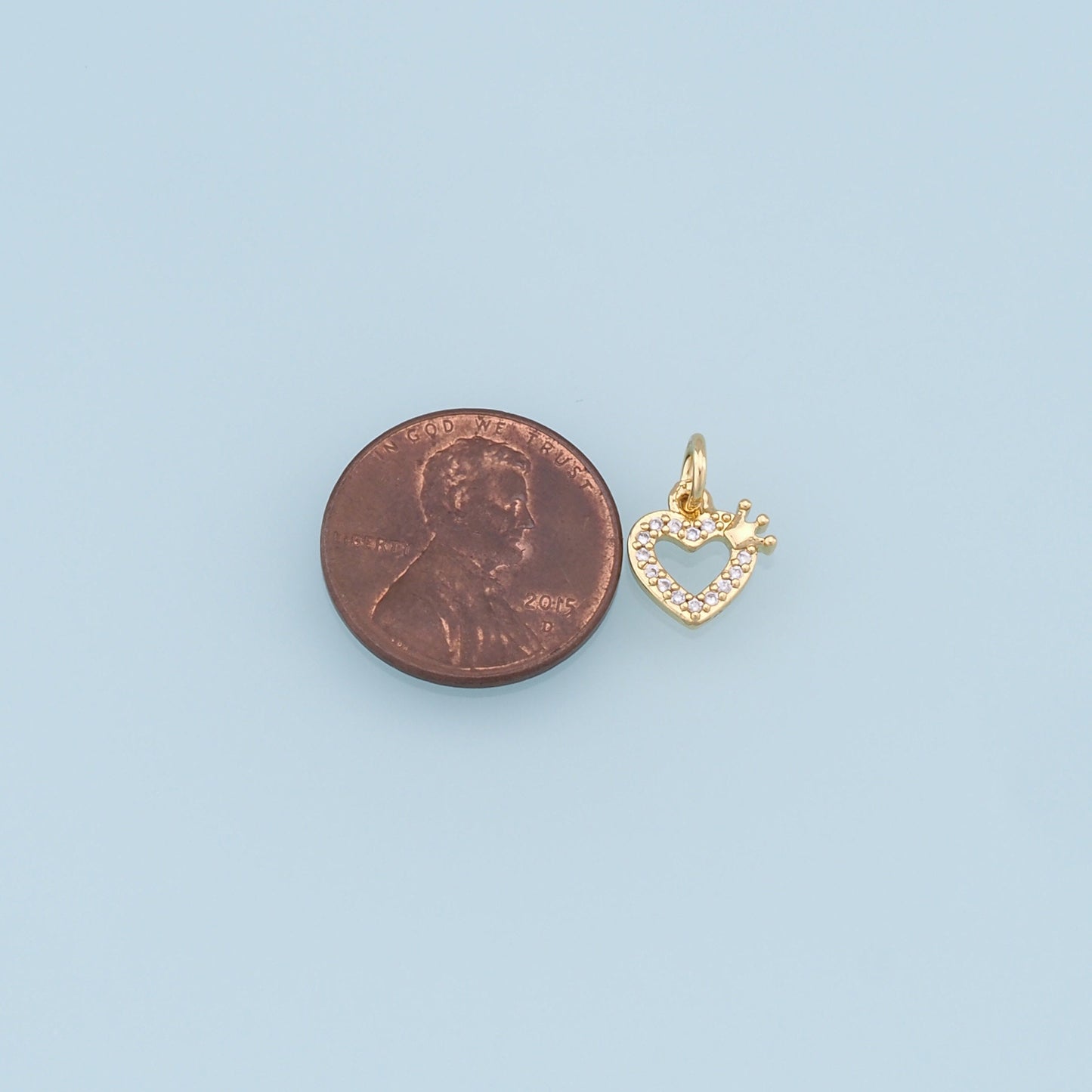 Gold Crown Heart Charms,18K Gold Filled Heart Pendant,Heart Charm Bracelet Necklace for DIY Jewelry Making Supply