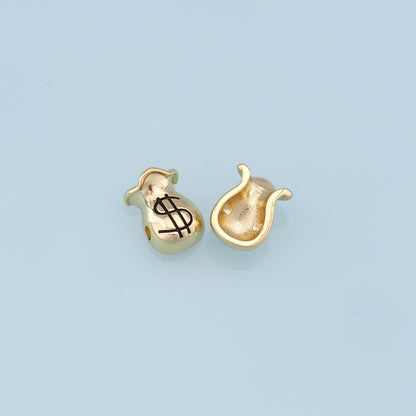 Gold Money Bag Beads Charms,18K Gold Filled Money Bag spacer beads,Money Bag Charms Bracelet Necklace for DIY Jewelry Making 