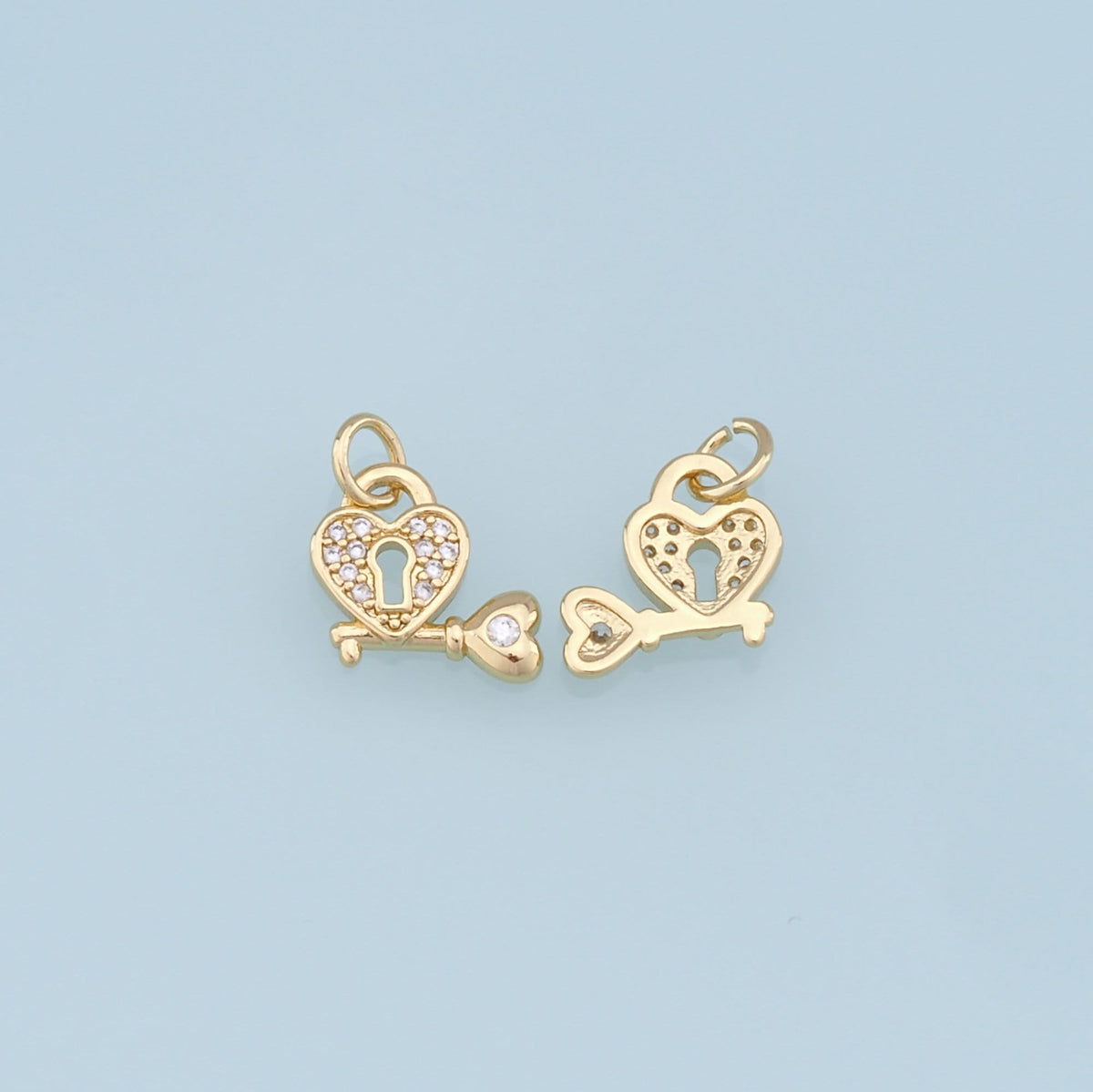 Gold Key Lock Charms,18K Gold Filled Key Pendant,Heart Lock Charm Bracelet Necklace for DIY Jewelry Making Supply