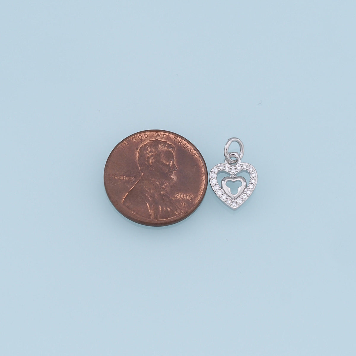 18K Gold Filled Cubic Zirconia Heart Charm Pendant for Jewelry Making