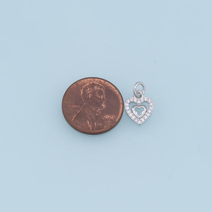 18K Gold Filled Cubic Zirconia Heart Charm Pendant for Jewelry Making