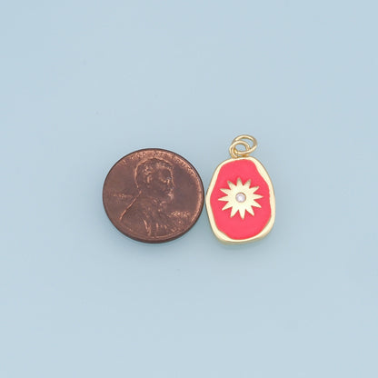 Gold Star Charms,18K Gold Filled Enamel Starburst Pendant,North Star Charm Bracelet Necklace for DIY Jewelry Making Supply