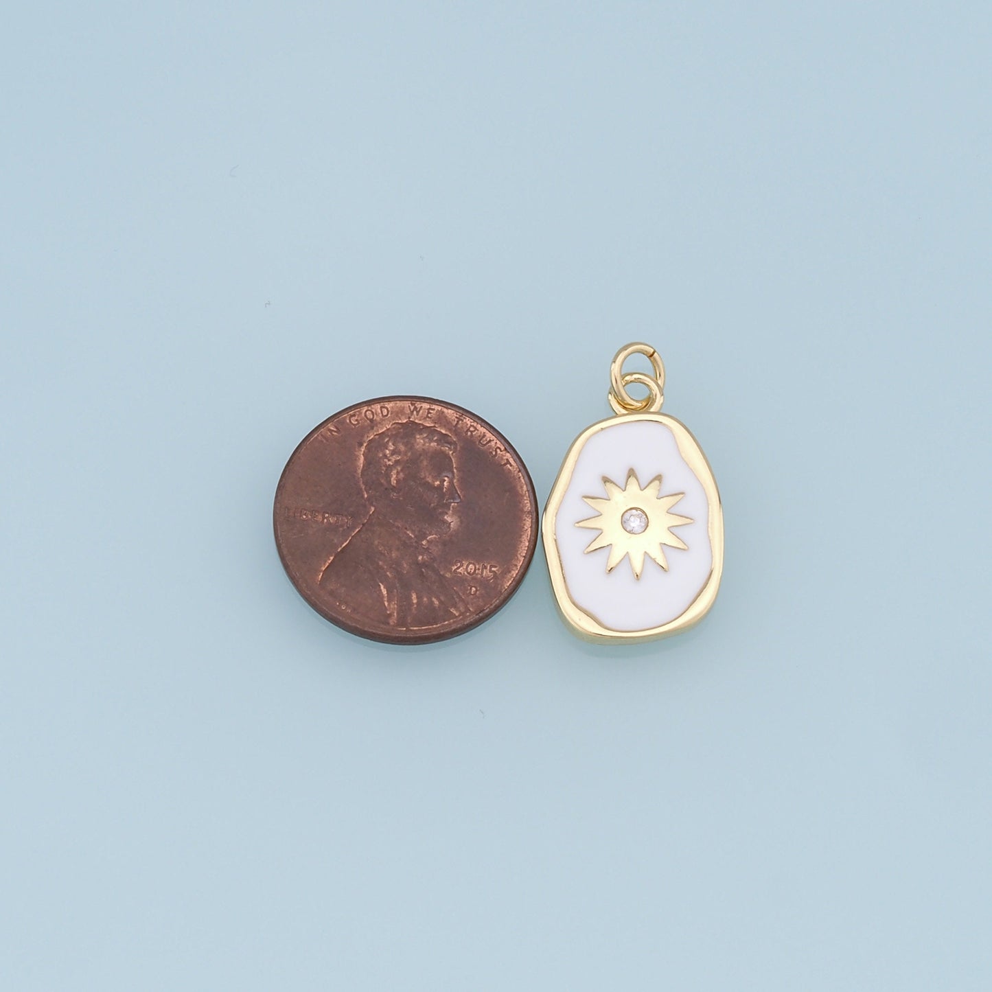Gold Star Charms,18K Gold Filled Enamel Starburst Pendant,North Star Charm Bracelet Necklace for DIY Jewelry Making Supply