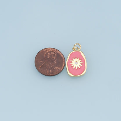 Gold Star Charms,18K Gold Filled Enamel Starburst Pendant,North Star Charm Bracelet Necklace for DIY Jewelry Making Supply