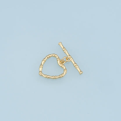 18K Gold Heart Toggle Clasp, Gold OT Clasp Fancy Design OT Clasp Bulk Supply for Bracelet Necklace Component