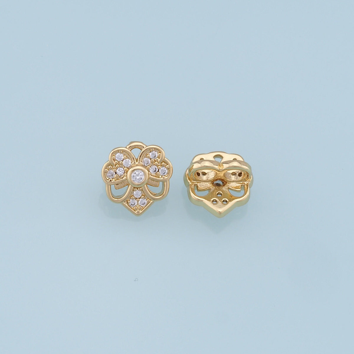 Gold Flower Charms,18K Gold Filled CZ flower Pendant,Silver flower Charm Bracelet Necklace for DIY Jewelry Making Supply