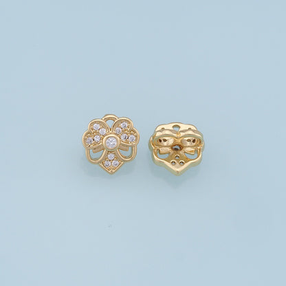 Gold Flower Charms,18K Gold Filled CZ flower Pendant,Silver flower Charm Bracelet Necklace for DIY Jewelry Making Supply