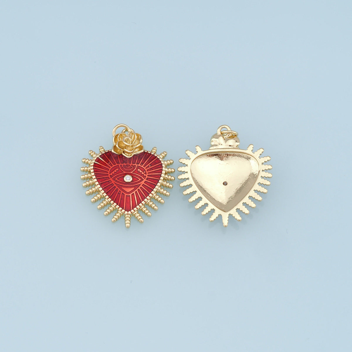 Gold Heart Evil Eye Charms,18K Gold Filled Heart Pendant,Heart Eye Charm Bracelet Necklace for DIY Jewelry Making Supply