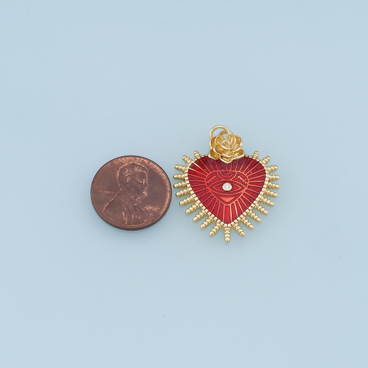 Gold Heart Evil Eye Charms,18K Gold Filled Heart Pendant,Heart Eye Charm Bracelet Necklace for DIY Jewelry Making Supply