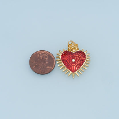 Gold Heart Evil Eye Charms,18K Gold Filled Heart Pendant,Heart Eye Charm Bracelet Necklace for DIY Jewelry Making Supply