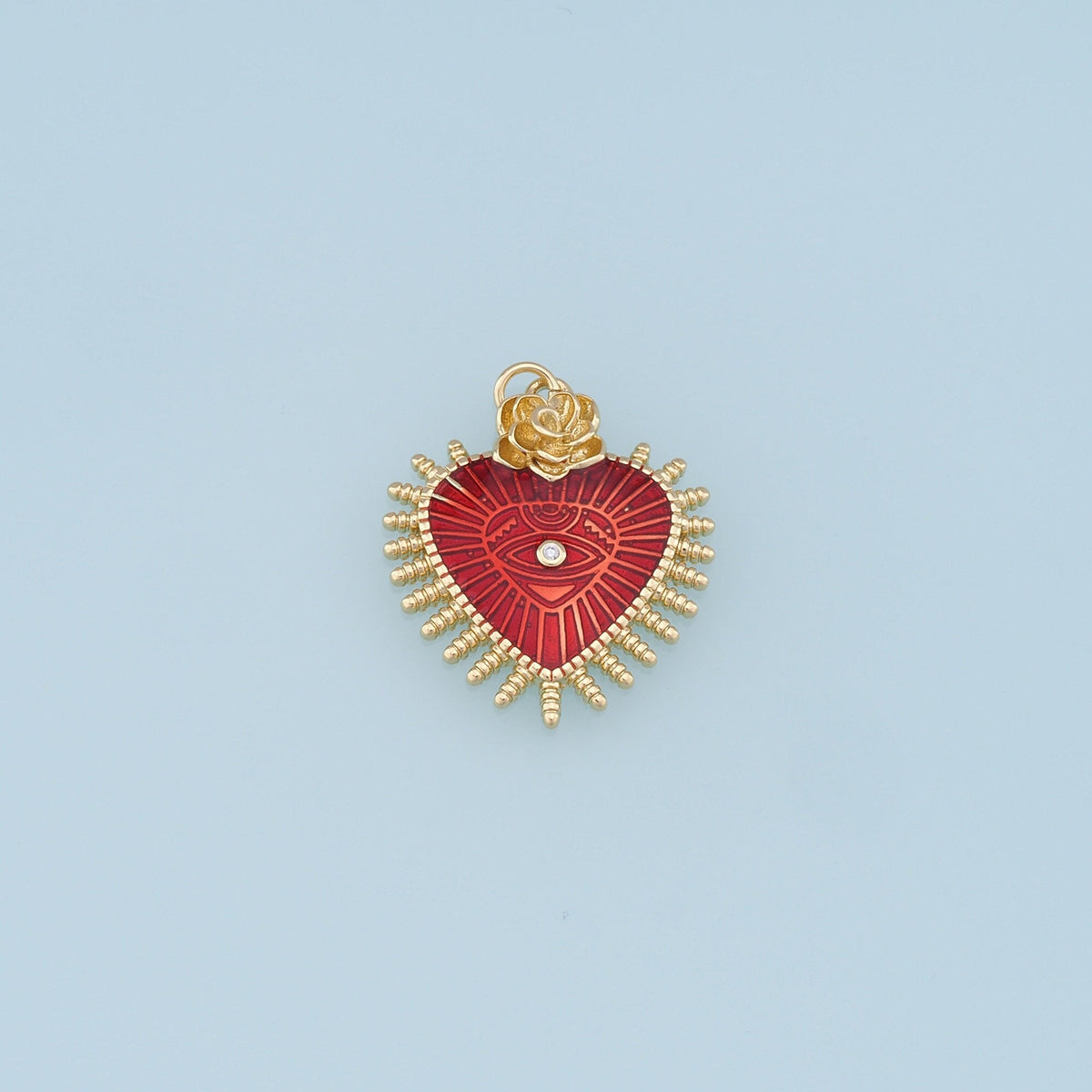 Gold Heart Evil Eye Charms,18K Gold Filled Heart Pendant,Heart Eye Charm Bracelet Necklace for DIY Jewelry Making Supply
