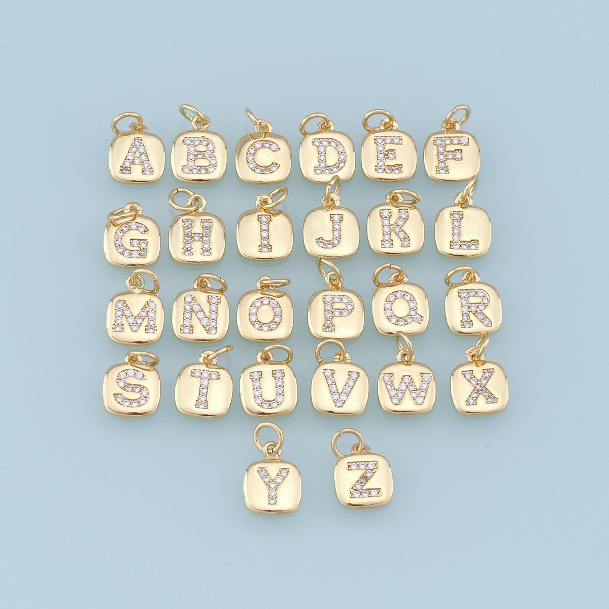 Gold letter Charms,18K Gold Filled letter Pendant,initial Charm Bracelet Necklace for DIY Jewelry Making Supply