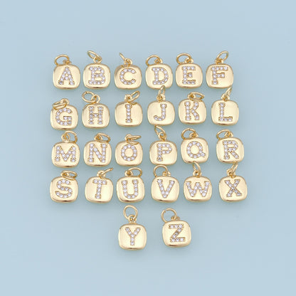 Gold letter Charms,18K Gold Filled letter Pendant,initial Charm Bracelet Necklace for DIY Jewelry Making Supply