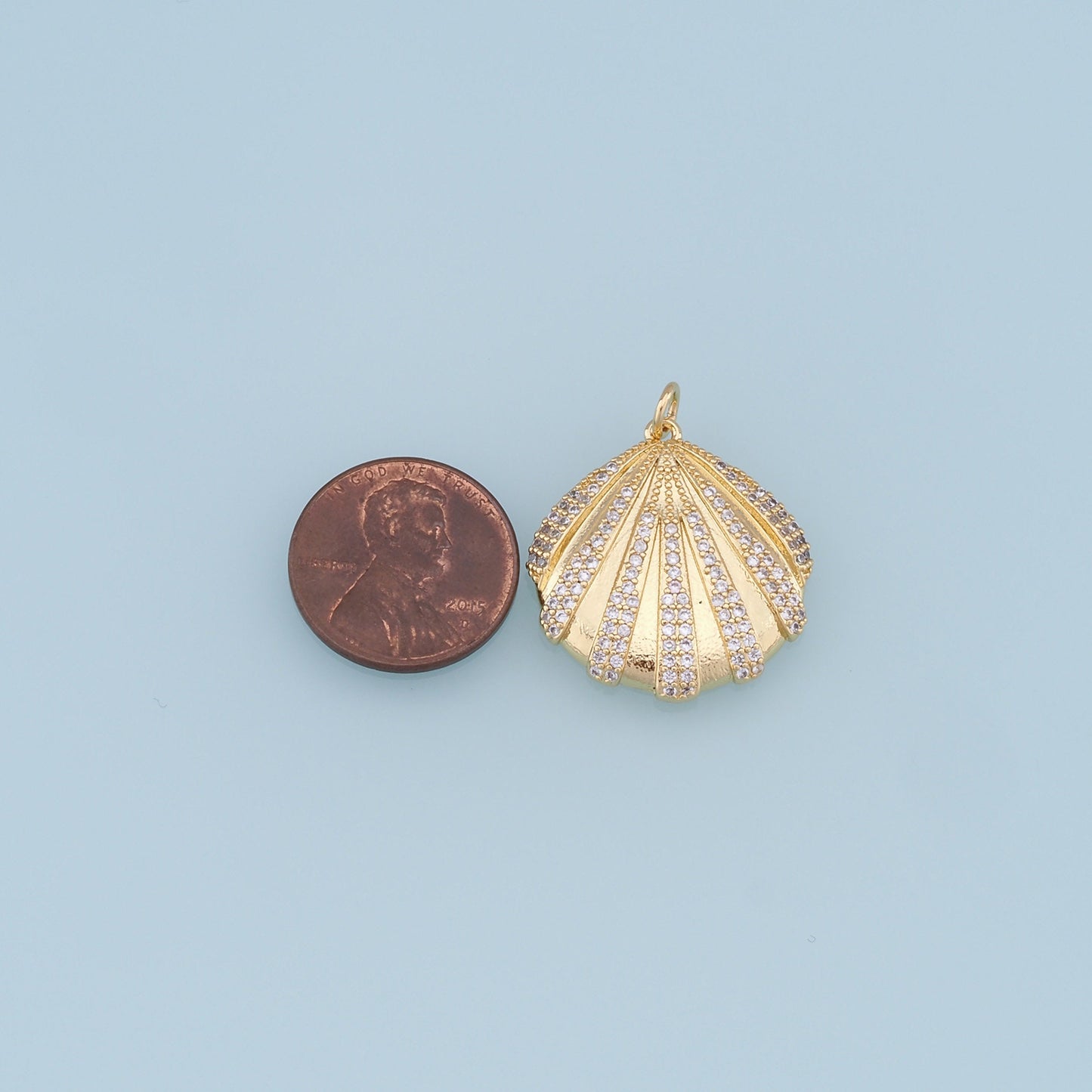 Gold Shell Charms,18K Gold Filled Conch Shell Pendant,CZ Micro Pave Shell Charm Bracelet Necklace for DIY Jewelry Making Supply