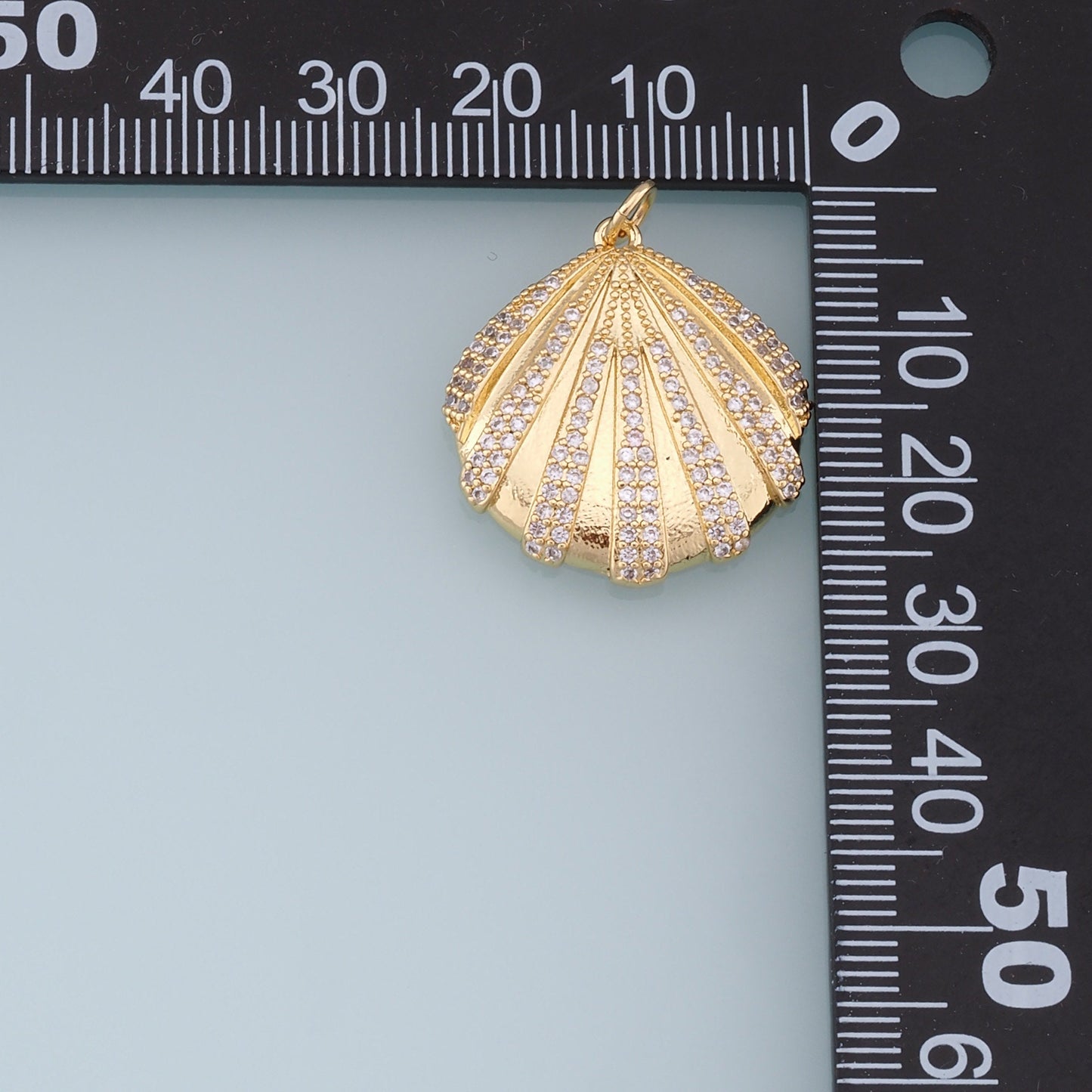 Gold Shell Charms,18K Gold Filled Conch Shell Pendant,CZ Micro Pave Shell Charm Bracelet Necklace for DIY Jewelry Making Supply