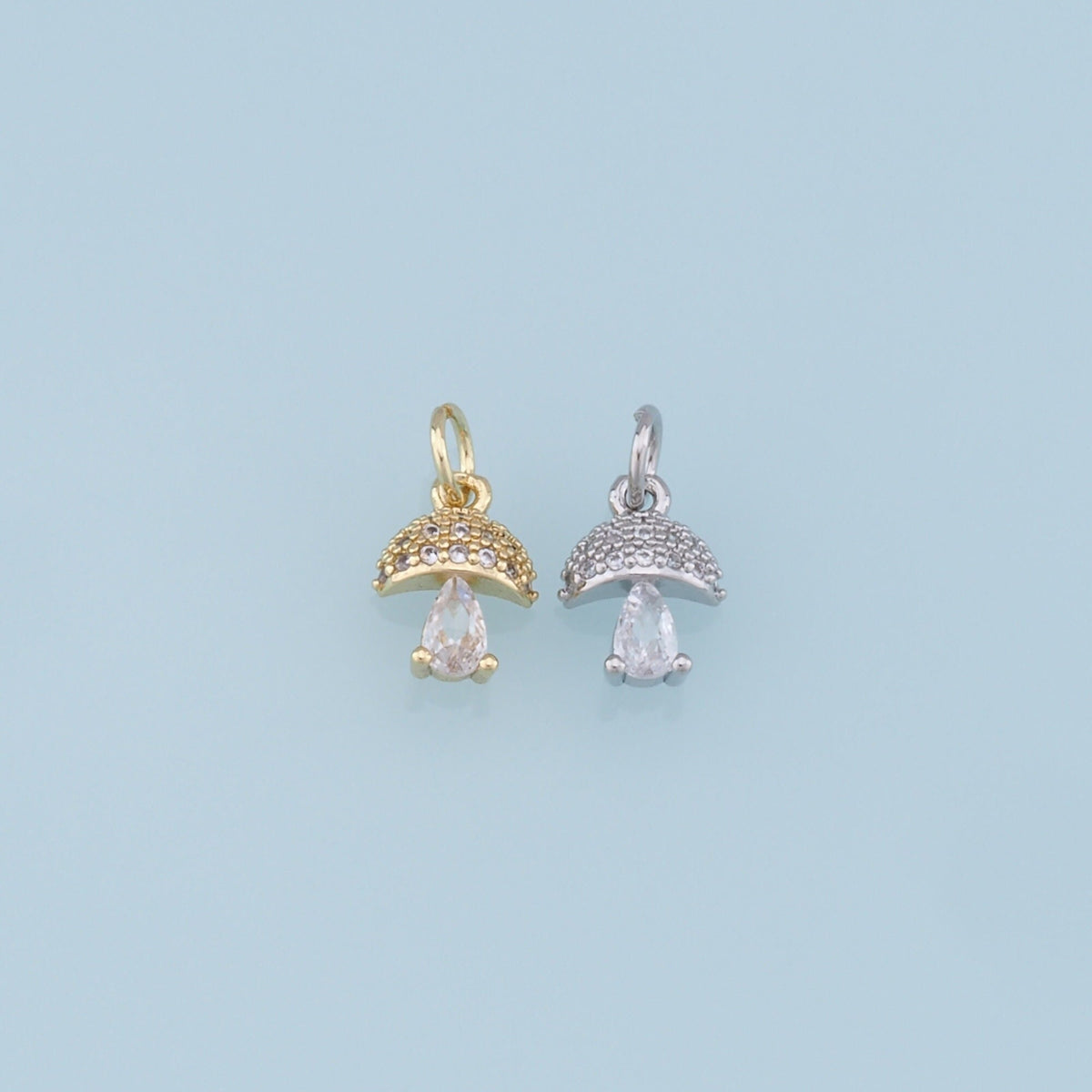 Gold mushroom Charms,18K Gold Filled mushroom Pendant,Silver mushroom Charm Bracelet Necklace for DIY Jewelry Making Supply