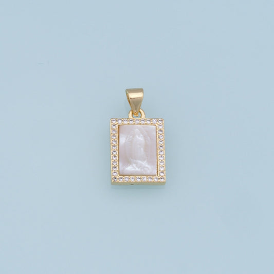 Gold Our Lady of Guadalupe Charms,18K Gold Filled virgin mary Pendant,Religion Charm Bracelet Necklace for DIY Jewelry Making