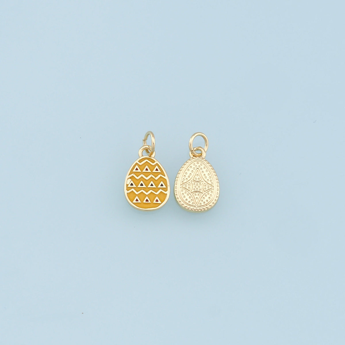 Gold Easter Egg Charms,18K Gold Filled Enamle Egg Pendant,Yellow Easter Egg Charm Bracelet Necklace for DIY Jewelry Making Su