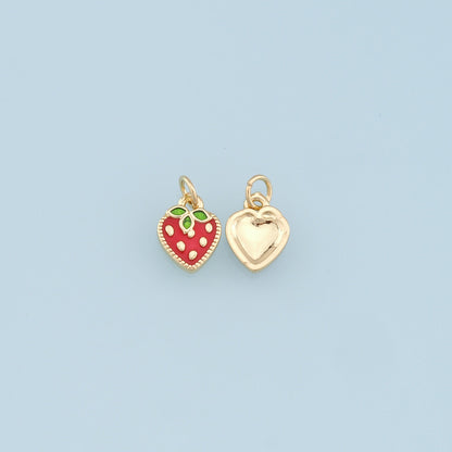 Gold Strawberry Charms,18K Gold Filled StrawberryPendant,Fruit Charm Bracelet Necklace for DIY Jewelry Making Supply