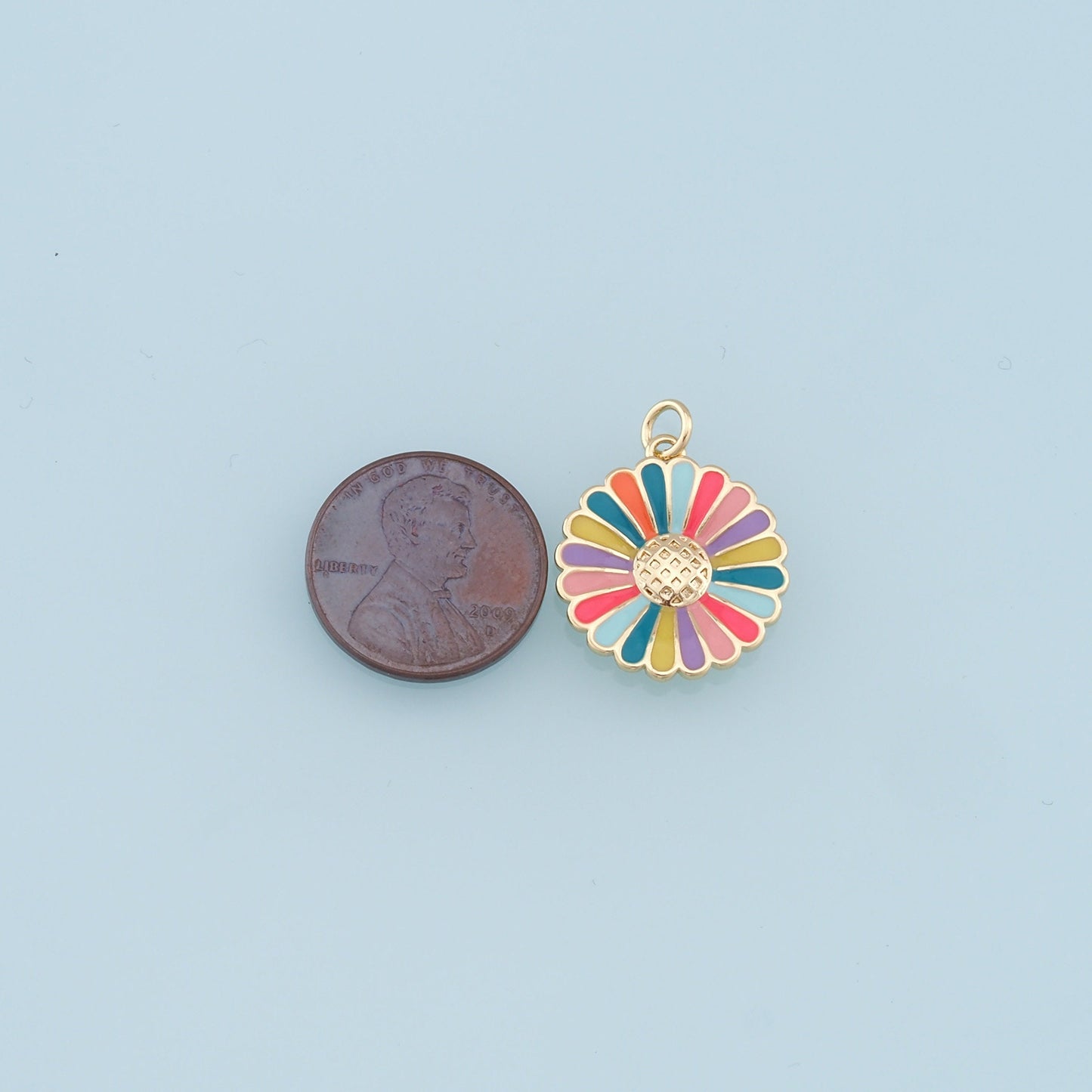 Gold Daisy Charms,18K Gold Filled Enamel Daisy Pendant,Color Daisy Charm Bracelet Necklace for DIY Jewelry Making Supply