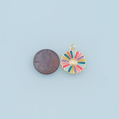 Gold Daisy Charms,18K Gold Filled Enamel Daisy Pendant,Color Daisy Charm Bracelet Necklace for DIY Jewelry Making Supply